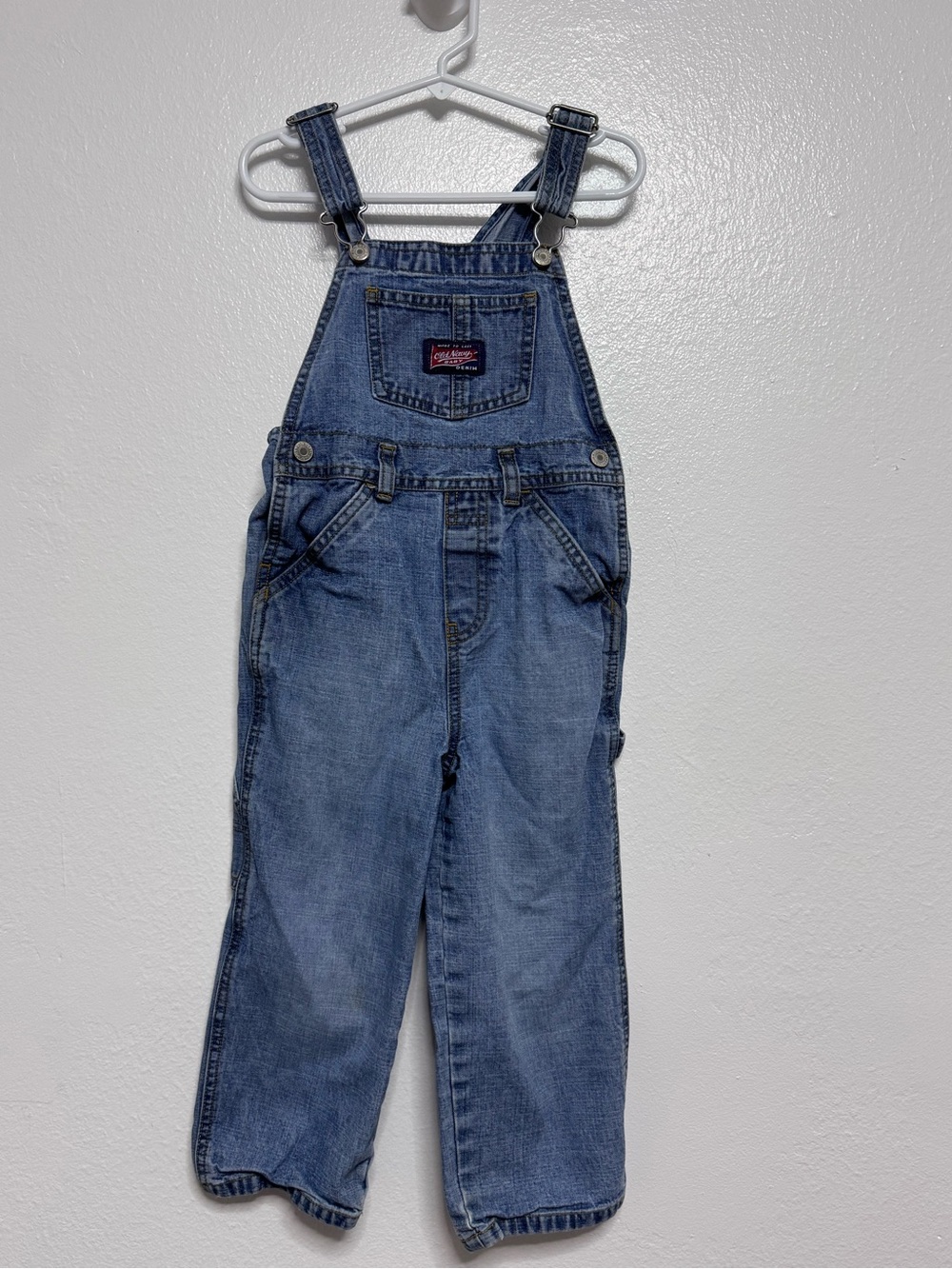 Vintage Old Navy Blue Denim Kids Overalls circa 2003